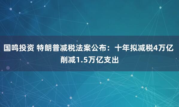国鸣投资 特朗普减税法案公布：十年拟减税4万亿 削减1.5万亿支出